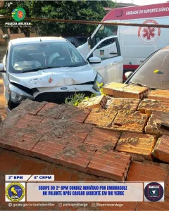Morada FM —   Segundo relato dos envolvidos, o motorista de um Ford Ka teria perdido o controle da direção ao tentar pegar o celular enquanto dirigia. O veículo atingiu um Gol que estava estacionado, recebendo manutenção por parte de seu dono, e também um muro. Com o impacto, o muro da residência cedeu em cima dos dois condutores. O senhor João Johnny de Jesus Rosa apresentou dores na região da bacia e foi socorrido pelo SAMU ao Hospital Municipal, onde ficou sob cuidados médicos. O senhor Ariovaldo Teixeira Luz, condutor do Ford Ka, realizou o teste de alcoolemia, que apontou 0,66 mg/L. Diante […]